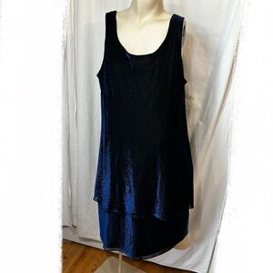 Women’s vintage 90s Patra blue black shimmer sparkle iridescent dress size 16